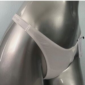 Calvin Klein Nwt White Modal Ribbed Logo Band Thong Tanga Panty QF6442 110 XL
